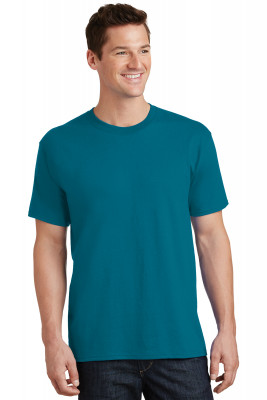 Бирюзово-голубая мужская американская хлопковая футболка Port & Company Core Cotton Tee PC54 Teal, фото