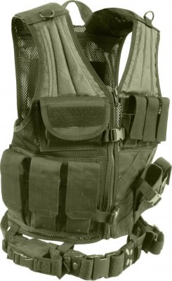 Тактический оливковий разгрузочный жилет с кобурой Rothco Cross Draw MOLLE Tactical Vest Olive Drab 4591, фото