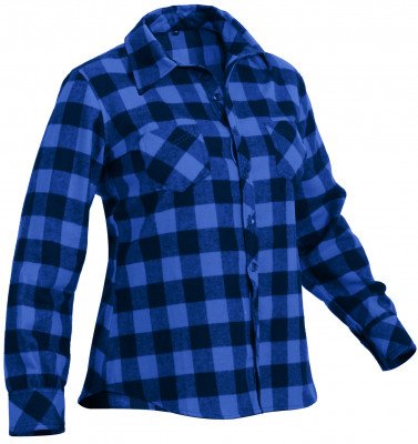 Женская синяя фланелевая рубашка Rothco Womens Plaid Flannel Shirt Blue 5575, фото