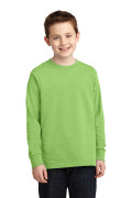 Port & Company® Youth Long Sleeve Core Cotton Tee PC54YLS Lime