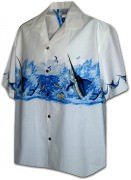 Pacific Legend Men's Border Hawaiian Shirts 440-3747 White