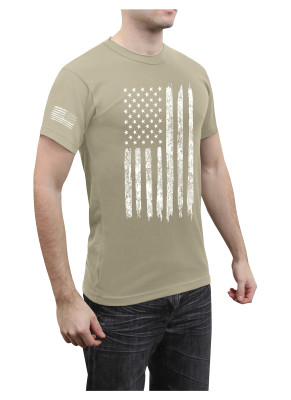 Футболка песочная с флагом США Rothco Distressed US Flag Athletic Fit T-Shirt Desert Sand 10870, фото