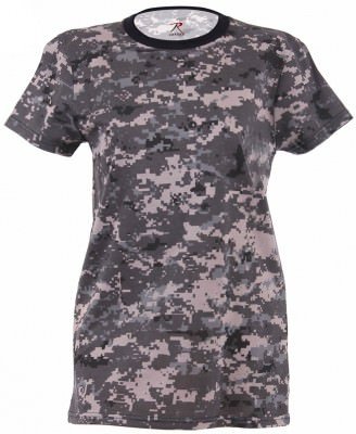 Женская футболка с коротким рукавом приглушенный городской цифровой камуфляж Rothco Womens Long Length Camo T-Shirt Subdued Urban Digital Camo 5672, фото