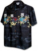 Pacific Legend Men's Border Hawaiian Shirts - 440-3804 Black