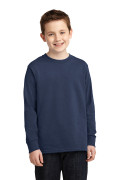 Port & Company® Youth Long Sleeve Core Cotton Tee PC54YLS Navy