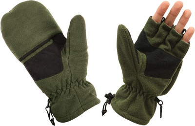 Флисовые перчатки-варежки снайпера оливковые Rothco Fingerless Sniper Glove / Mittens Olive Drab 4396, фото