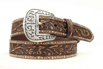 Ariat Women's Tooled And Studded Leather Belt, фото