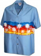 Pacific Legend Men's Border Hawaiian Shirts - 440-3910 Denim
