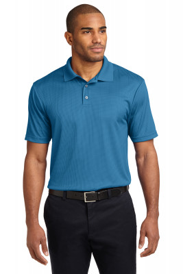 Потоотводящая мужская голубая футболка поло с жакардовой текстурой Port Authority, фото