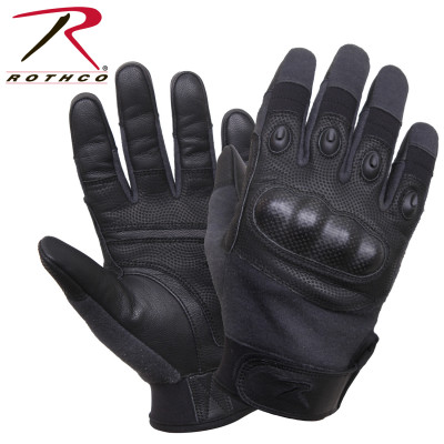 Перчатки черные тактические огнеупорные Rothco Carbon Fiber Hard Knuckle Cut/Fire Resistant Gloves 2808, фото